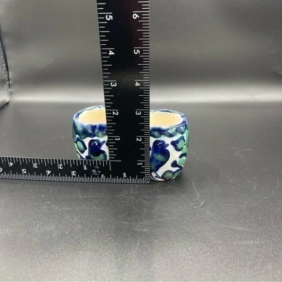 TALAVERA Mezcal Shot Glass Set of 2 Bird Blue Motif - Picture 2 of 7